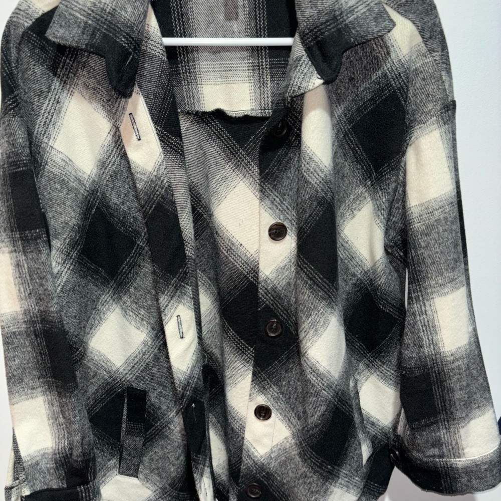 Zenana Outfitters Monochrome Plaid Jacket